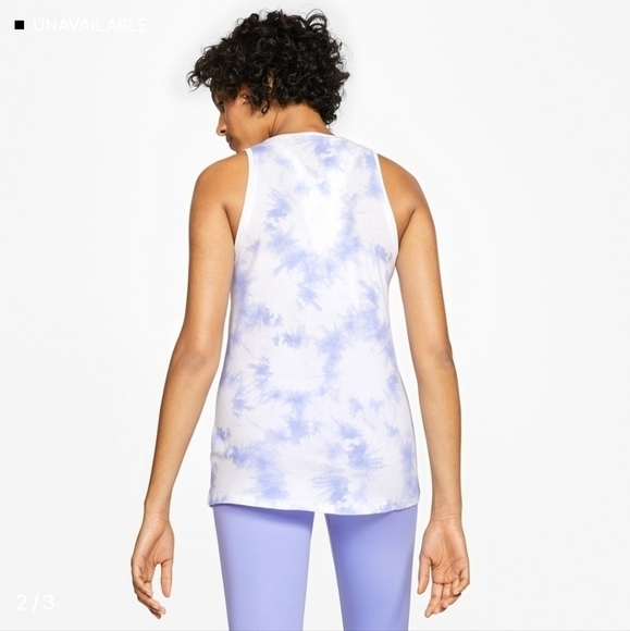 Nike‎ Womens Timby Tie Dye Tank Top Blue White Center Swoosh Sleeveless Workout - Picture 2 of 8